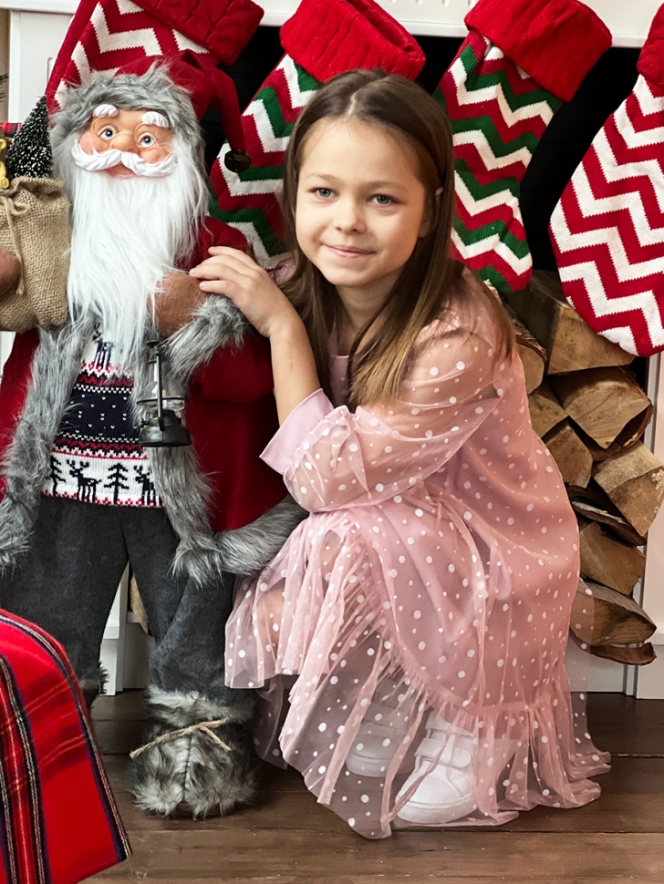 Платье для девочки нарядное БУШОН ST53, цвет пудровый/белый