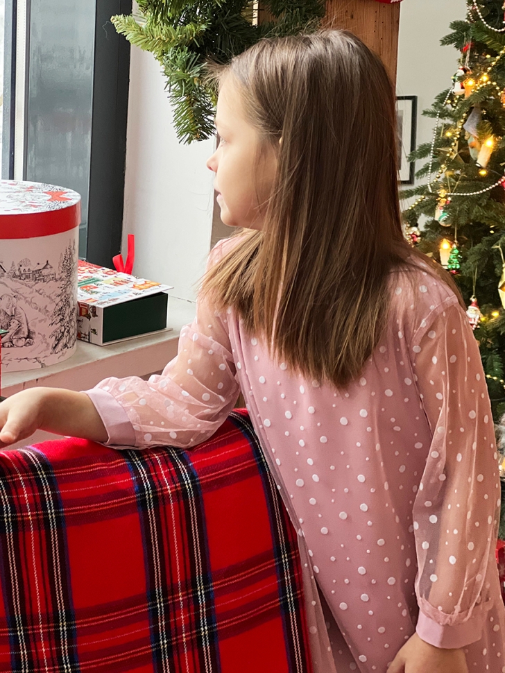 Платье для девочки нарядное БУШОН ST53, цвет пудровый/белый