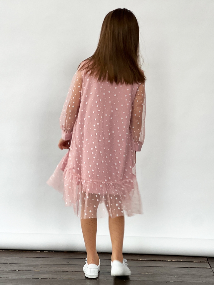 Платье для девочки нарядное БУШОН ST53, цвет пудровый/белый