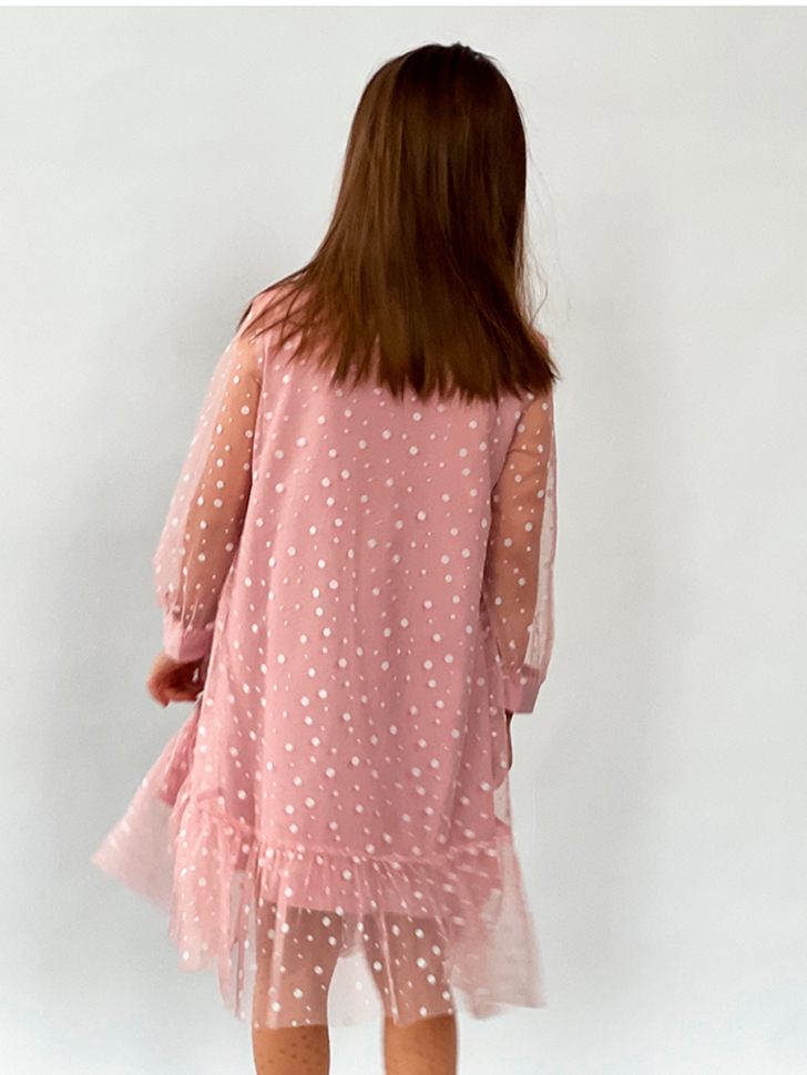 Платье для девочки нарядное БУШОН ST53, цвет пудровый/белый