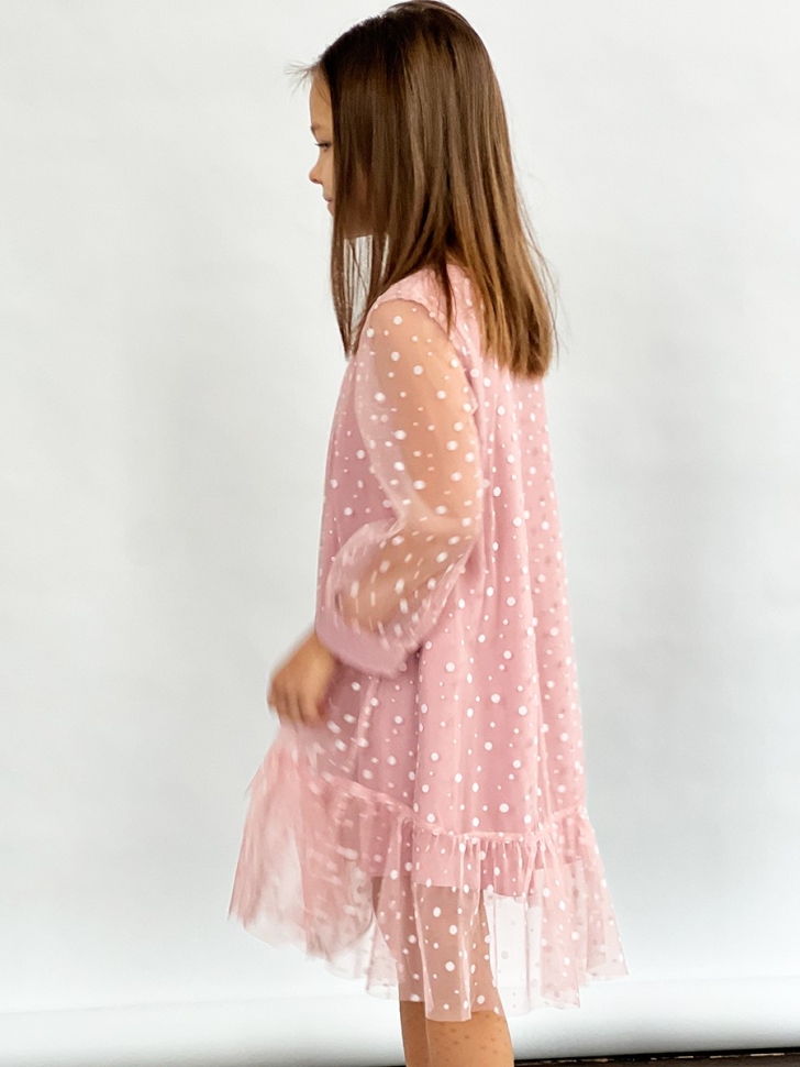 Платье для девочки нарядное БУШОН ST53, цвет пудровый/белый