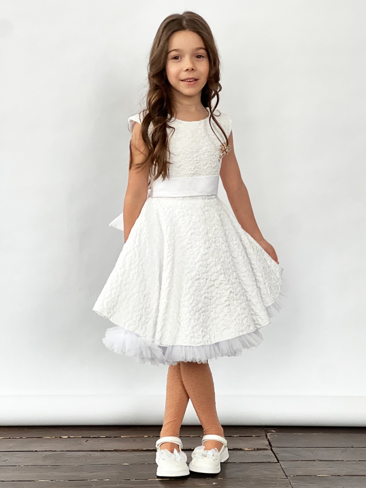 Платье для девочки праздничное БУШОН ST36, цвет белый 
