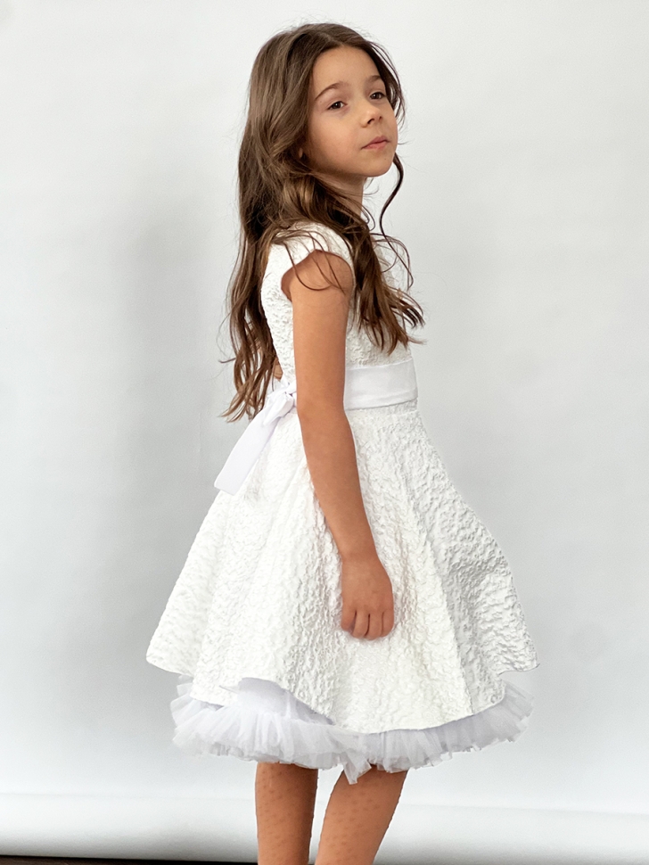 Платье для девочки праздничное БУШОН ST36, цвет белый 