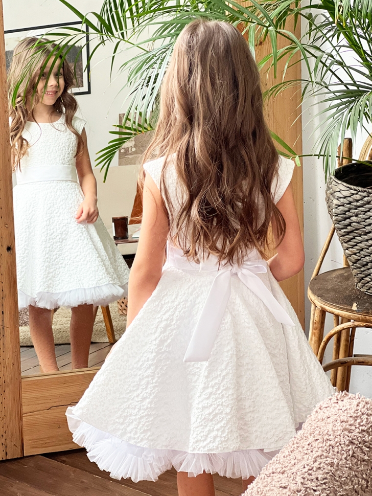 Платье для девочки праздничное БУШОН ST36, цвет белый 