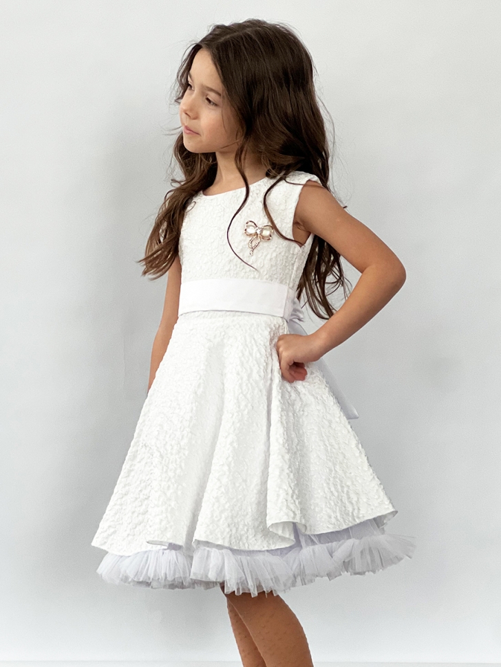 Платье для девочки праздничное БУШОН ST36, цвет белый 