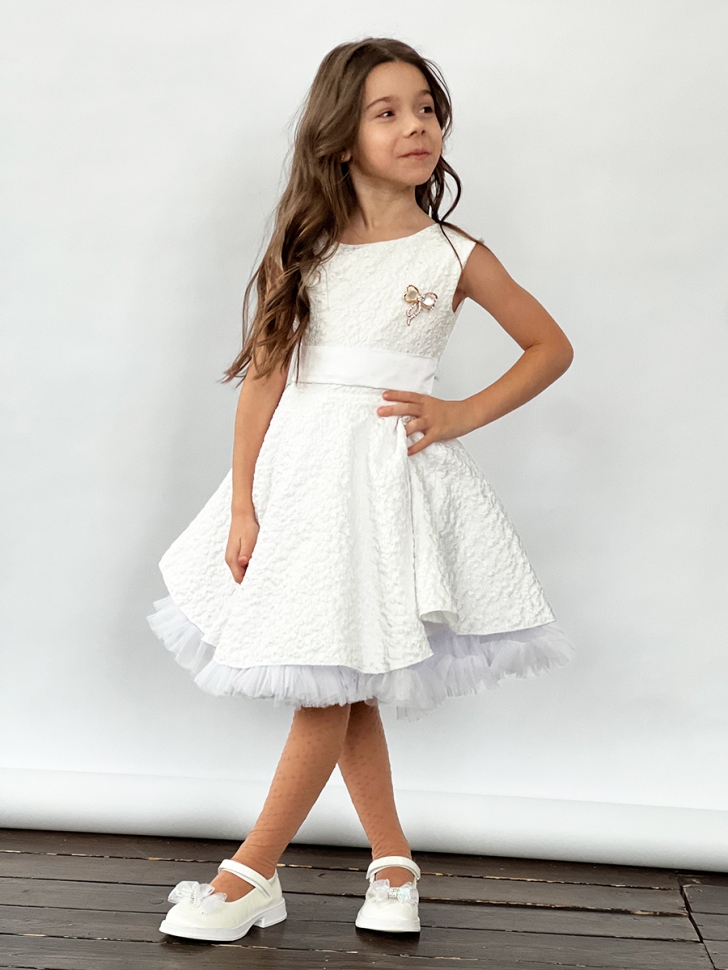 Платье для девочки праздничное БУШОН ST36, цвет белый 