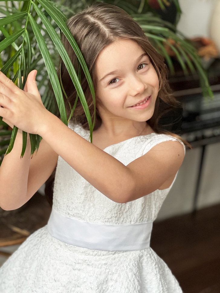 Платье для девочки праздничное БУШОН ST36, цвет белый 