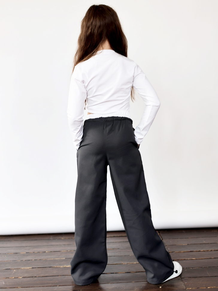 Комплект лонгслив и брюки для девочек БУШОН ST112, цвет черный/белый