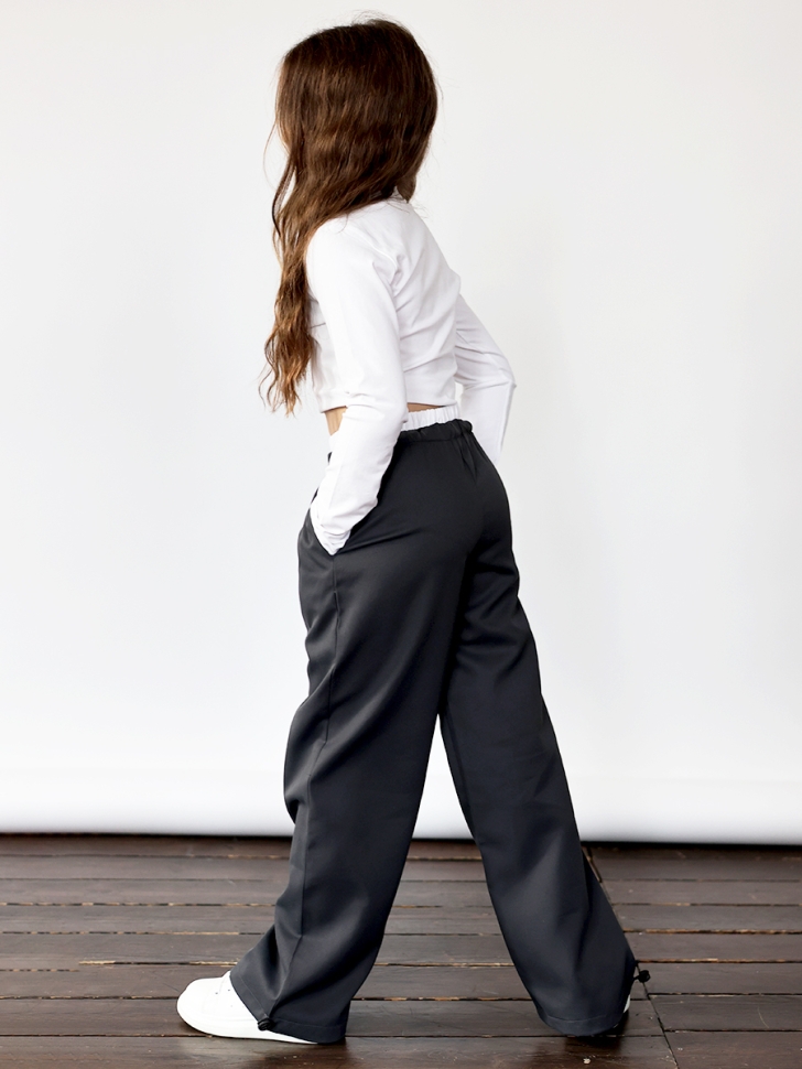 Комплект лонгслив и брюки для девочек БУШОН ST112, цвет черный/белый