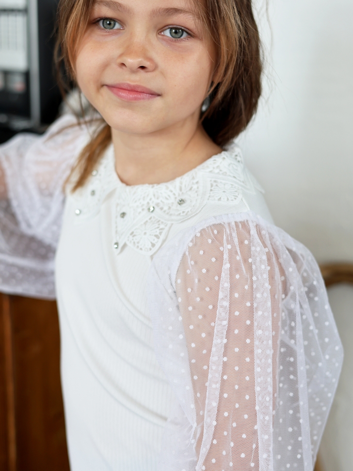 Блузка для девочек школьная БУШОН SK54, цвет белый