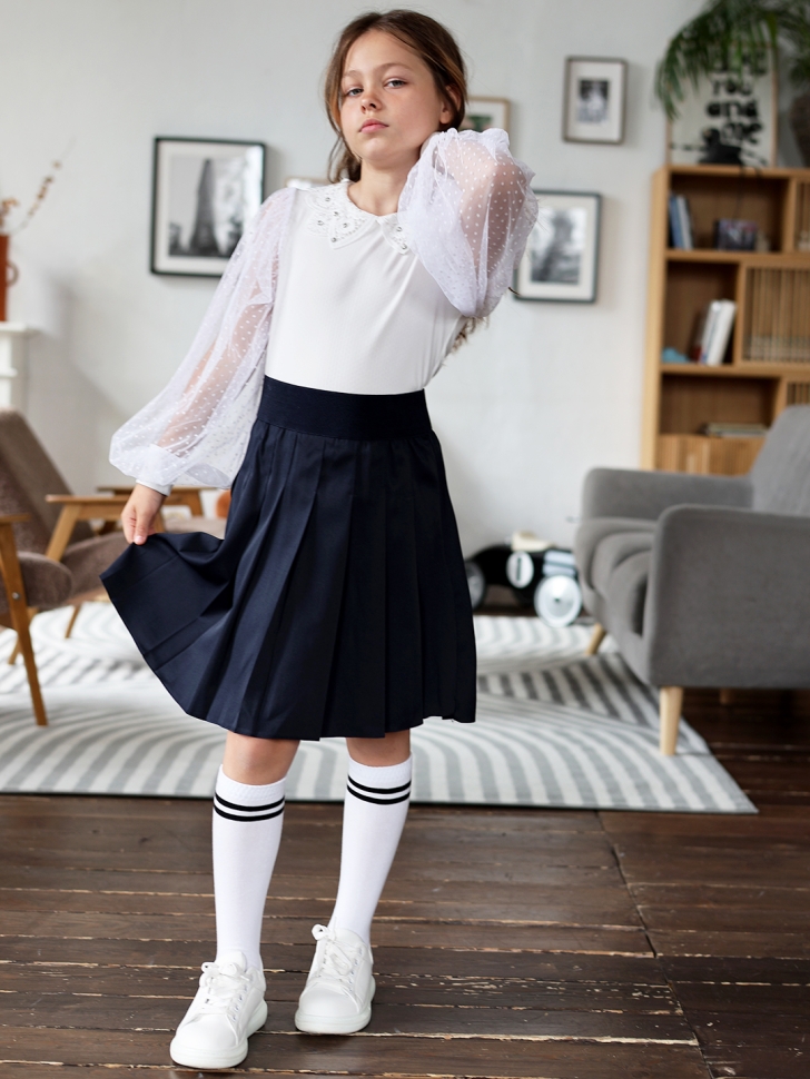 Блузка для девочек школьная БУШОН SK54, цвет белый