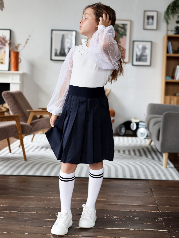 Блузка для девочек школьная БУШОН SK54, цвет белый