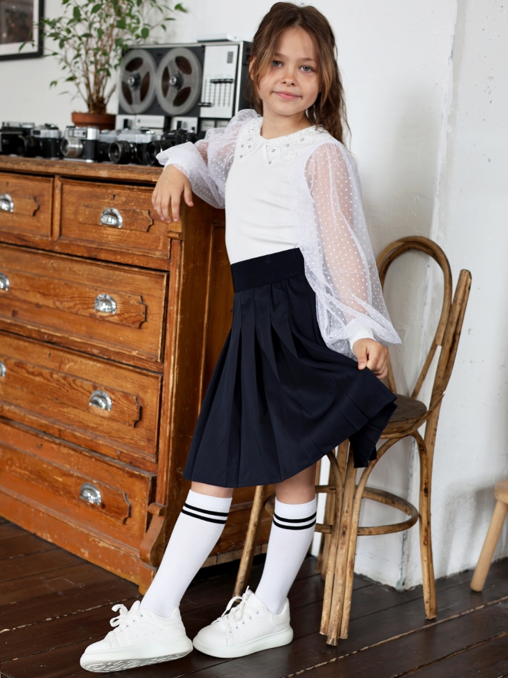 Блузка для девочек школьная БУШОН SK54, цвет белый