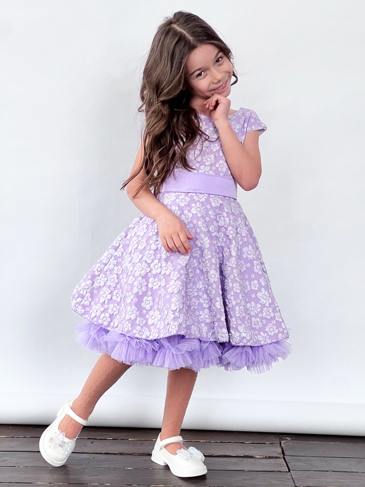 Платье для девочки праздничное БУШОН ST36, цвет сиреневый 