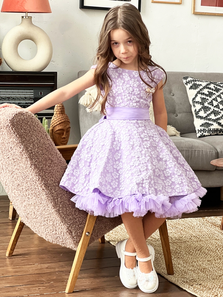 Платье для девочки праздничное БУШОН ST36, цвет сиреневый 