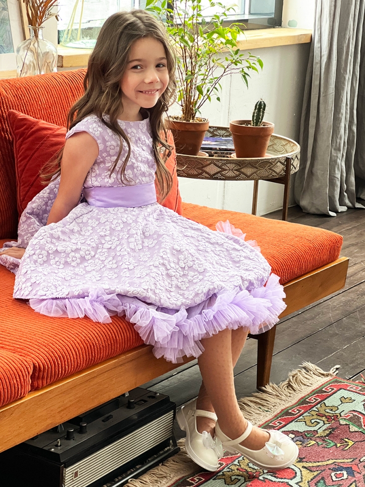 Платье для девочки праздничное БУШОН ST36, цвет сиреневый 