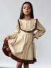 Платье для девочки нарядное БУШОН ST592, цвет бежевый/коричневый 