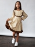 Платье для девочки нарядное БУШОН ST592, цвет бежевый/коричневый 