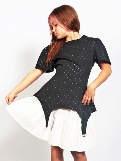 Платье для девочки нарядное БУШОН ST49, цвет черный/белый