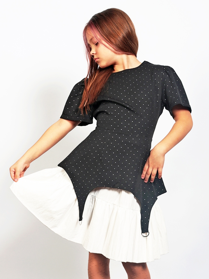 Платье для девочки нарядное БУШОН ST49, цвет черный/белый 