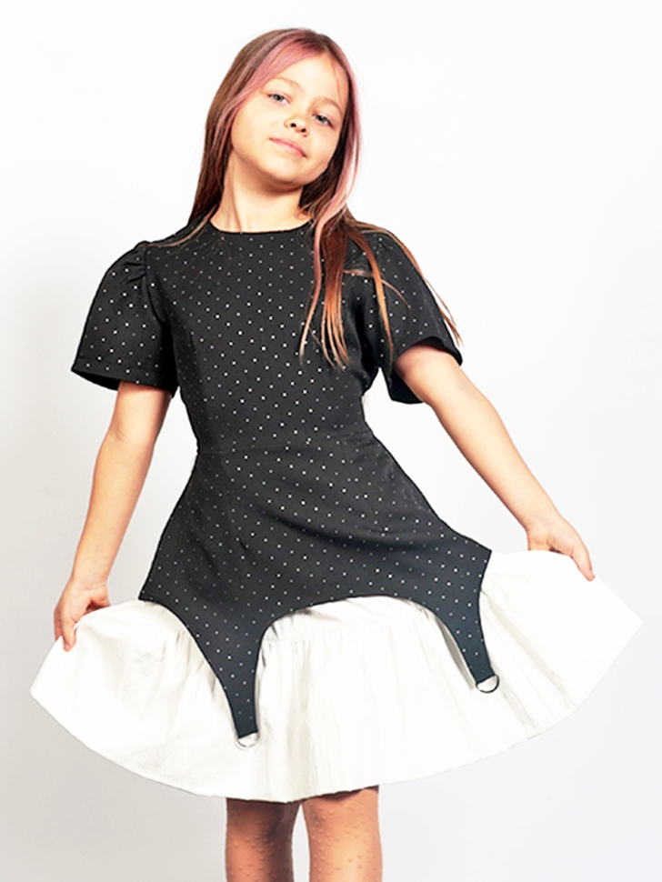 Платье для девочки нарядное БУШОН ST49, цвет черный/белый 