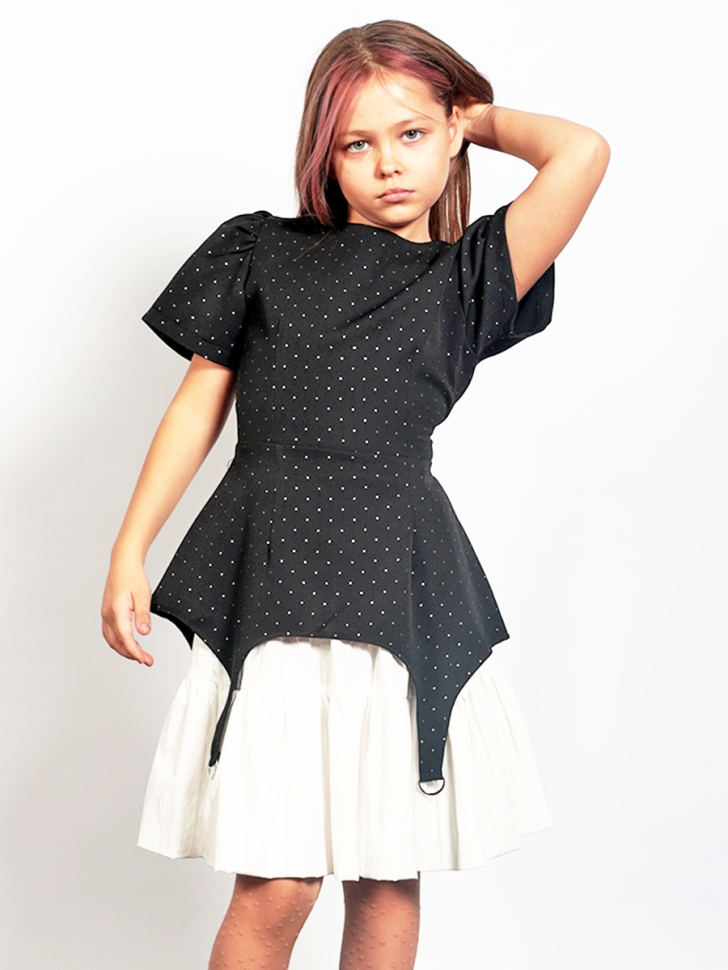 Платье для девочки нарядное БУШОН ST49, цвет черный/белый 