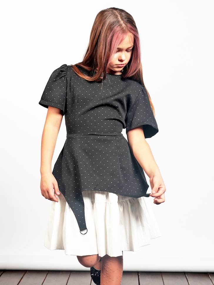 Платье для девочки нарядное БУШОН ST49, цвет черный/белый 