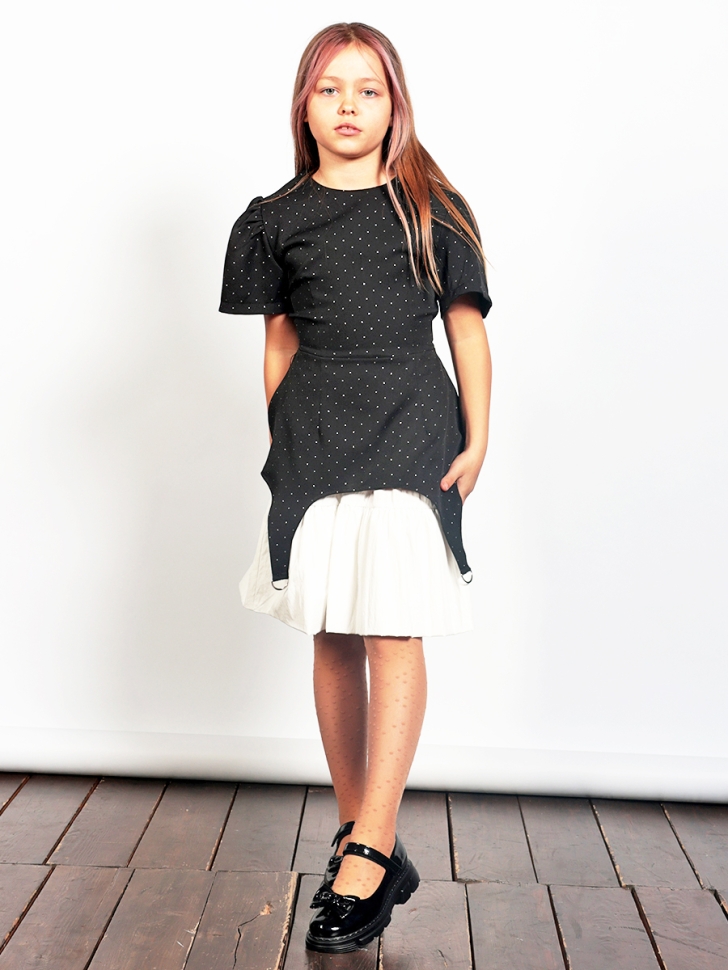 Платье для девочки нарядное БУШОН ST49, цвет черный/белый 