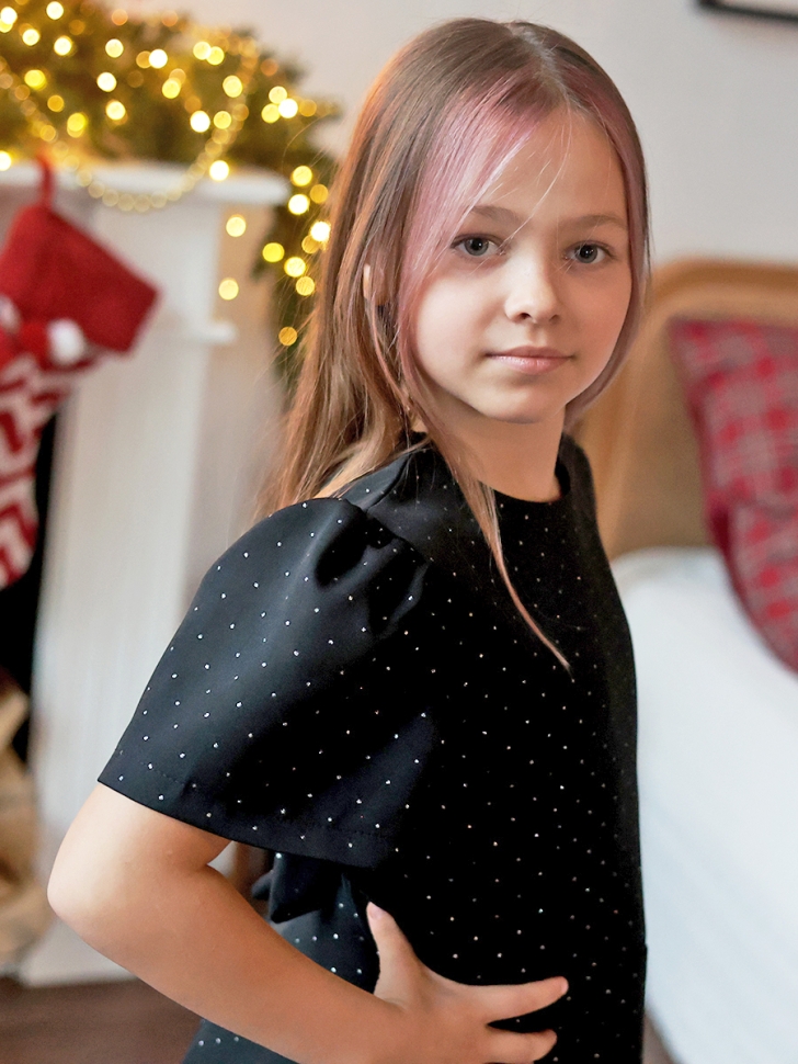 Платье для девочки нарядное БУШОН ST49, цвет черный/белый 