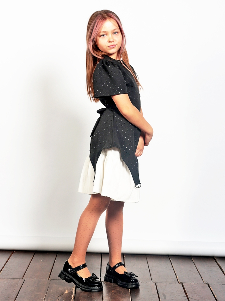 Платье для девочки нарядное БУШОН ST49, цвет черный/белый 