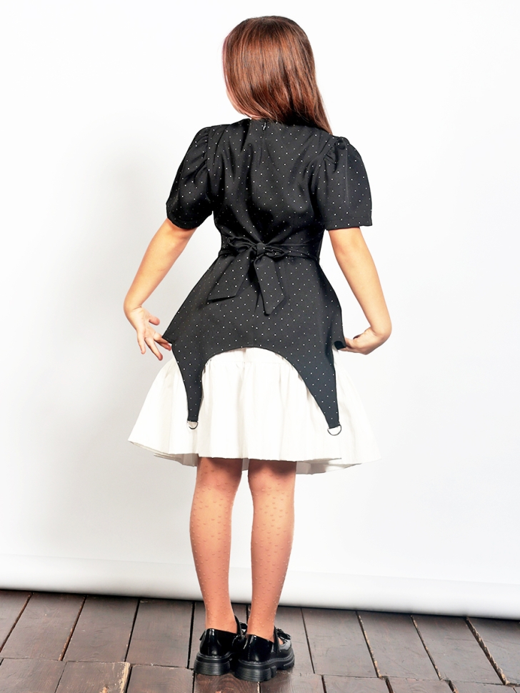 Платье для девочки нарядное БУШОН ST49, цвет черный/белый 