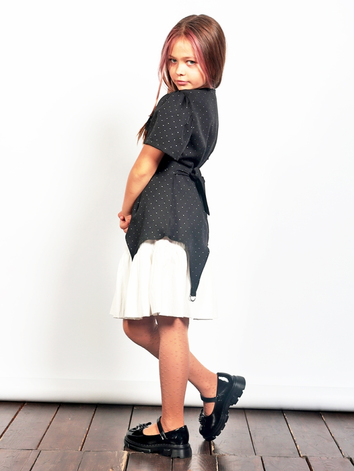 Платье для девочки нарядное БУШОН ST49, цвет черный/белый 