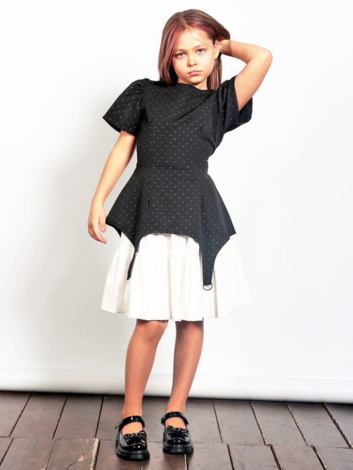 Платье для девочки нарядное БУШОН ST49, цвет черный/белый 