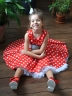 Платье для девочки нарядное БУШОН ST10, стиляги цвет красный, белый пояс, принт белый горошек 