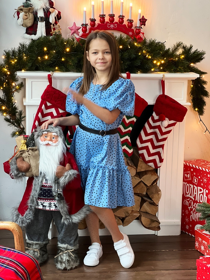 Платье для девочки нарядное БУШОН ST62, цвет голубой 