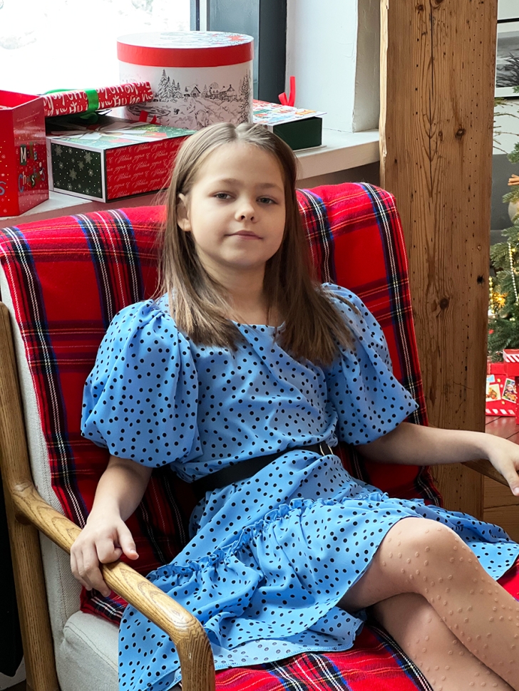 Платье для девочки нарядное БУШОН ST62, цвет голубой 