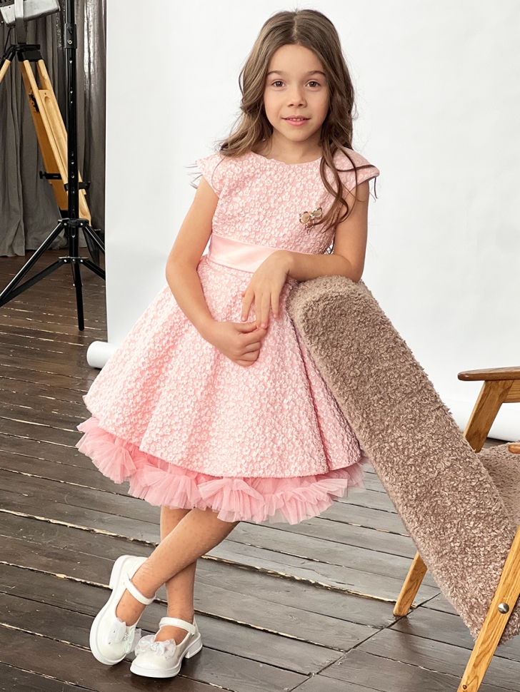 Платье для девочки праздничное БУШОН ST36, цвет пудровый 