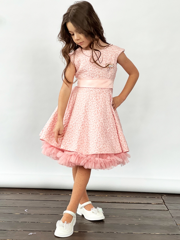 Платье для девочки праздничное БУШОН ST36, цвет пудровый 