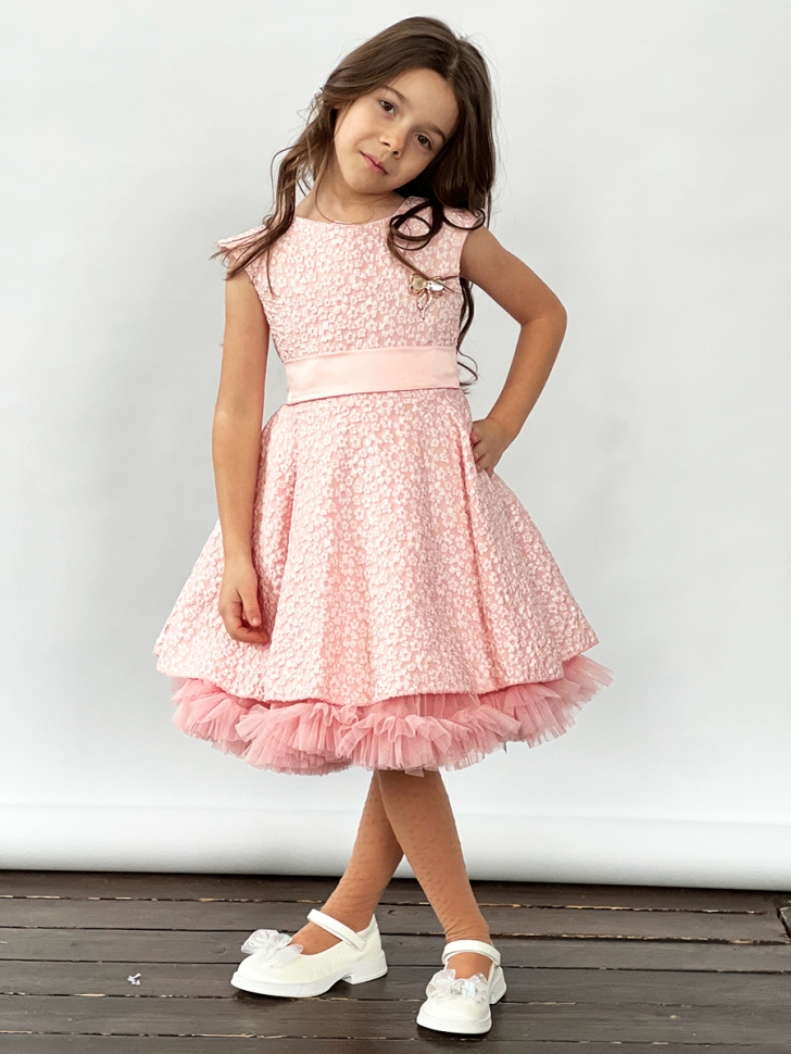 Платье для девочки праздничное БУШОН ST36, цвет пудровый 