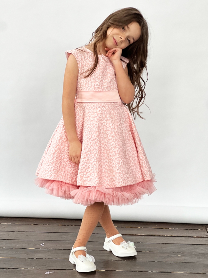 Платье для девочки праздничное БУШОН ST36, цвет пудровый 