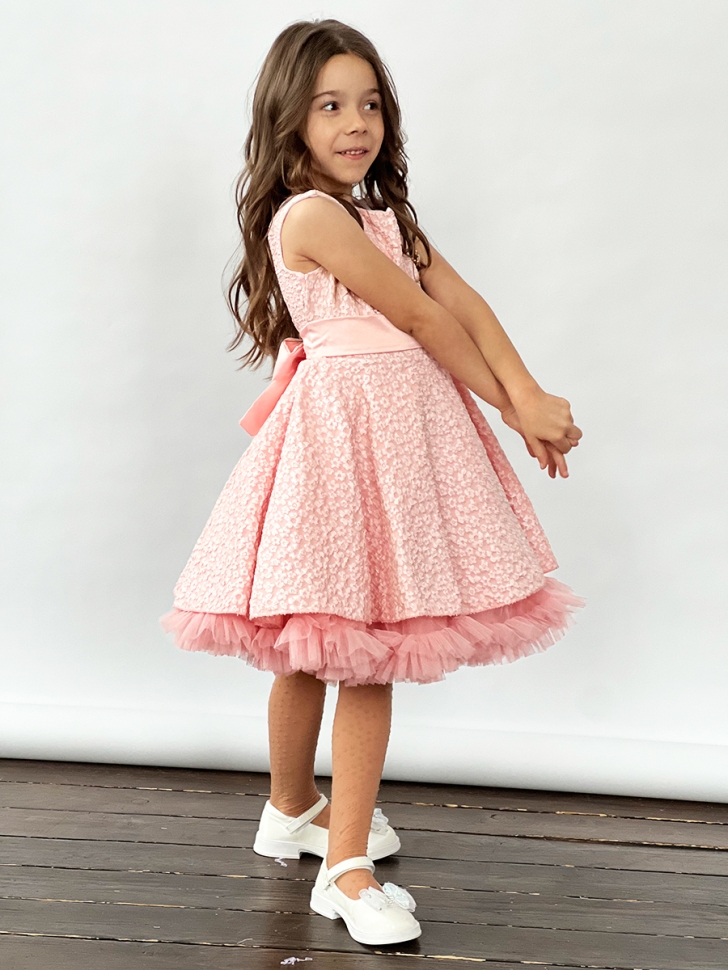 Платье для девочки праздничное БУШОН ST36, цвет пудровый 