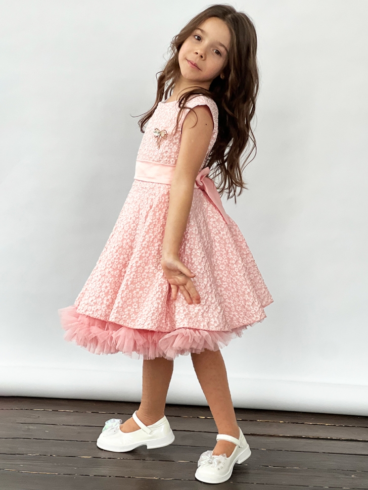 Платье для девочки праздничное БУШОН ST36, цвет пудровый 