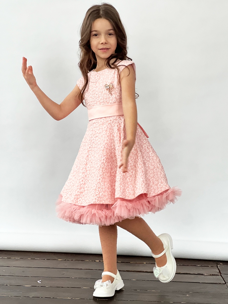 Платье для девочки праздничное БУШОН ST36, цвет пудровый 