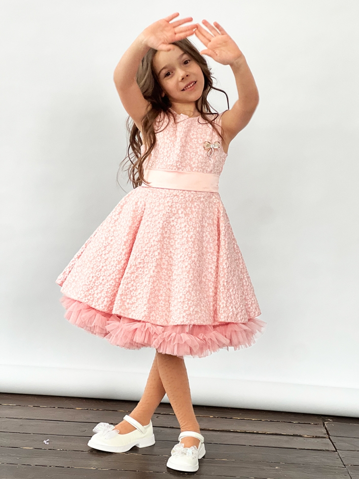 Платье для девочки праздничное БУШОН ST36, цвет пудровый 