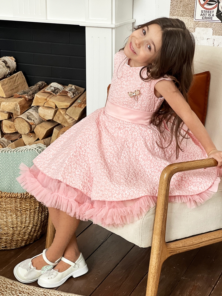 Платье для девочки праздничное БУШОН ST36, цвет пудровый 