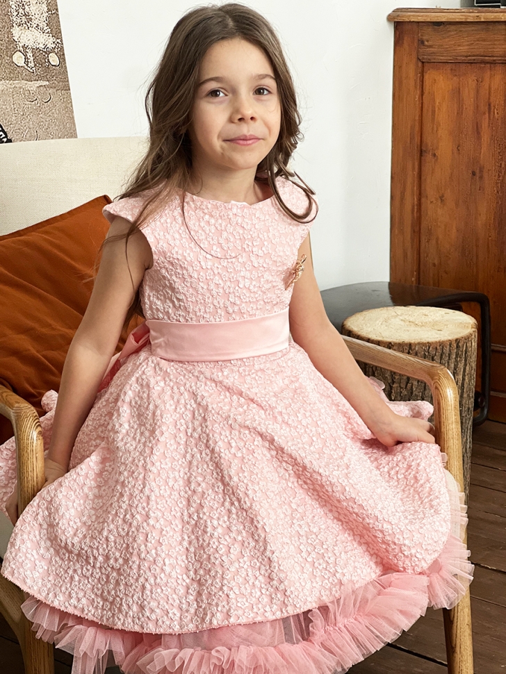 Платье для девочки праздничное БУШОН ST36, цвет пудровый 