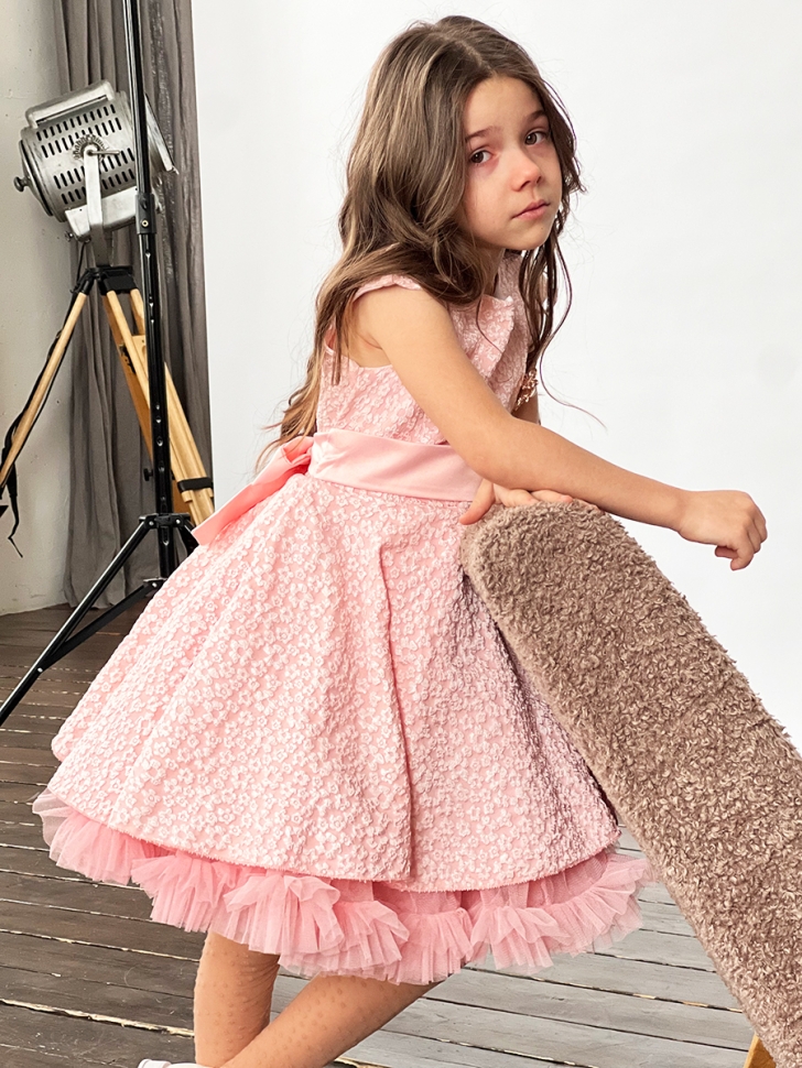 Платье для девочки праздничное БУШОН ST36, цвет пудровый 