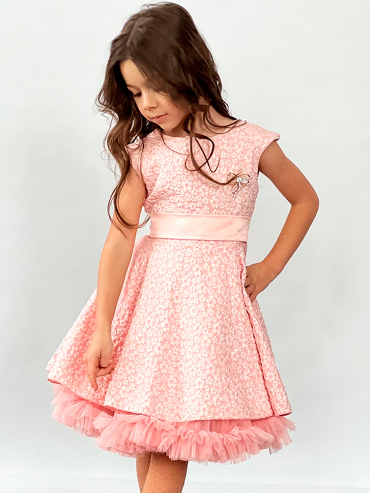 Платье для девочки праздничное БУШОН ST36, цвет пудровый 