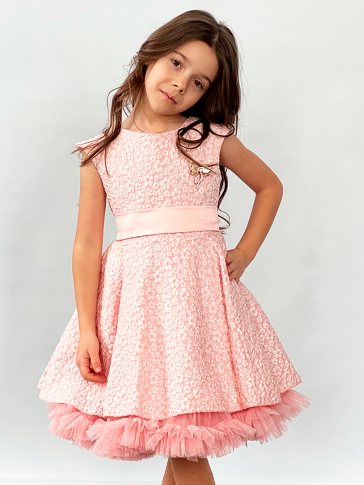 Платье для девочки праздничное БУШОН ST36, цвет пудровый 