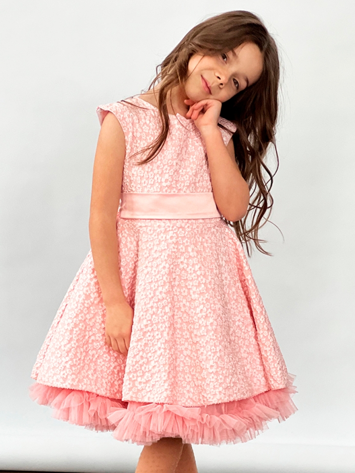 Платье для девочки праздничное БУШОН ST36, цвет пудровый 